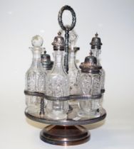 Vintage cruet bottles and stand