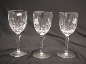 Three Waterford crystal "Kildcare" claret glasses