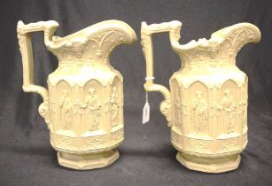 Pair Charles Meigh 'Minster' stoneware jugs