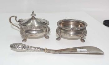 Two sterling silver salt and mustard pots