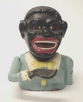 Vintage 'Jolly' Black Man cast metal money box