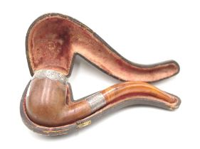 Victorian sterling silver mounted pipe