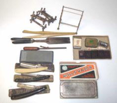 Quantity of vintage cut throat razors & blades