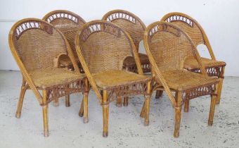 Set of 6 bamboo & rattan chairs