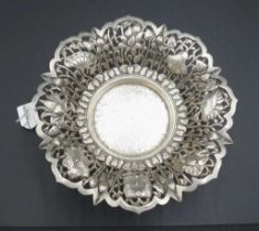 Indonesian silver pierced footed bowl