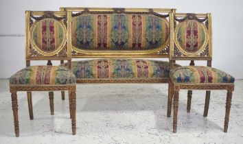French Louis XVI style gilt wood suite