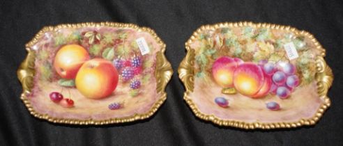Two Royal Worcester hand painted fruit dishes