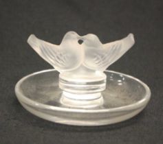 Lalique France crystal 'Lovebirds' ring stand