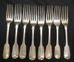 Set eight sterling silver entree forks