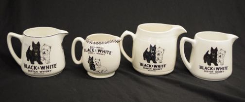 Group four 'Black & White Scotch Whisky jugs