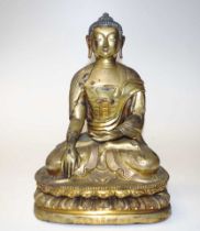 Oriental seated bronzed figure of Buddha