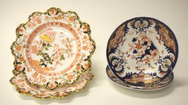 Four antique Royal Crown Derby "Imari" plates