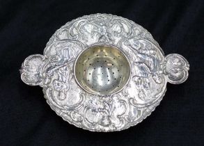 Edwardian silver tea strainer