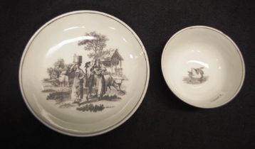 Georgian bat printed tea bowl & saucer