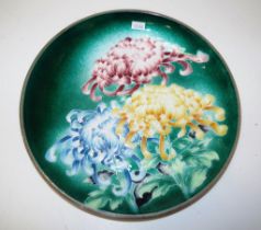 Japanese 'Tutanka' decorated enamel display plate