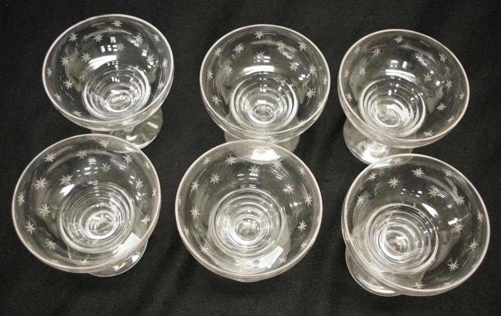 Set six Stuart Crystal etched dessert bowls - Image 3 of 4