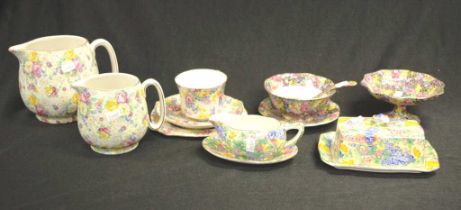 Group of Royal Winton all over floral table wares