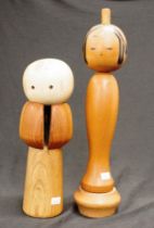 Two good Japanese Kokeshi wooden dolls