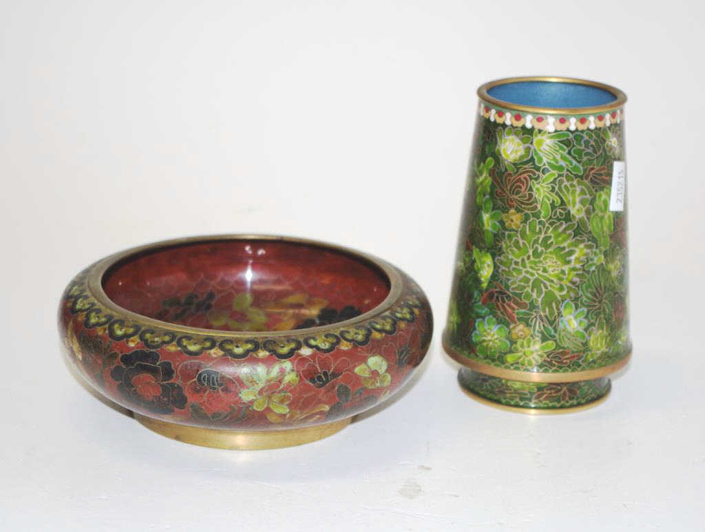 Chinese Cloisonne vase and bowl