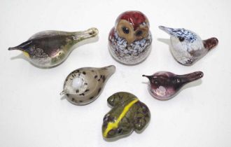 Six Tasmanian art glass animal figures