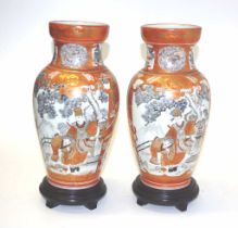 Pair Japanese Kutani table vases