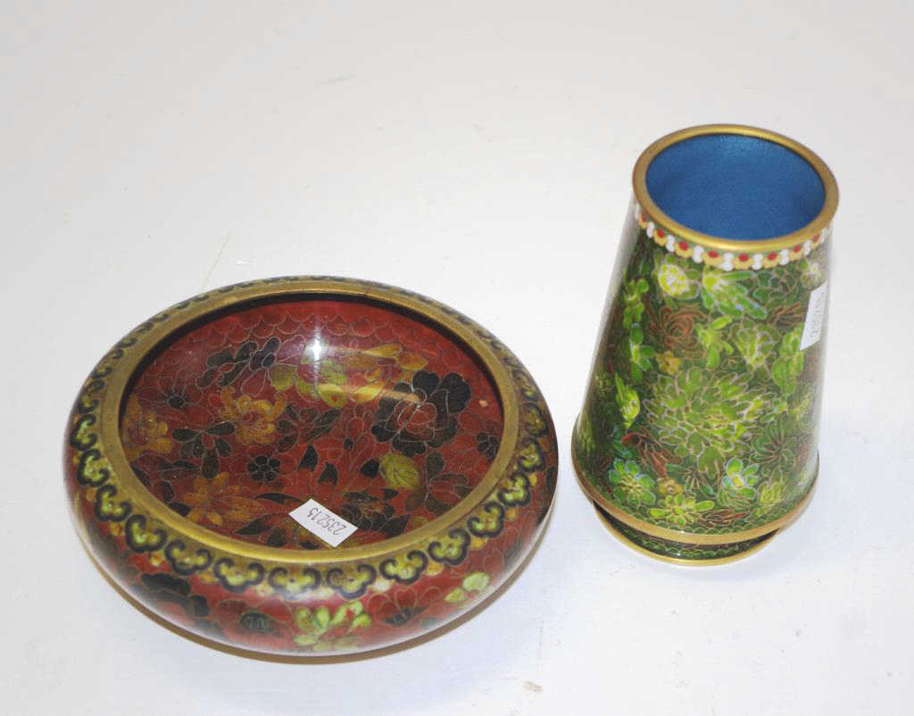 Chinese Cloisonne vase and bowl - Image 2 of 2