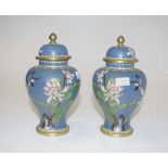 Pair of lidded cloisonne vases/jars