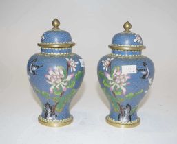 Pair of lidded cloisonne vases/jars