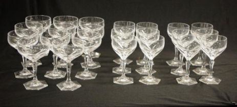 Suite of Val St Lambert crystal wine glasses