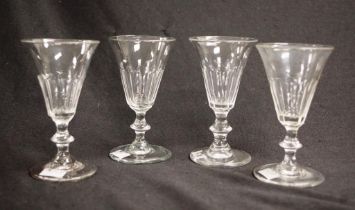 Four early 19th Century hand blown sherry glasses