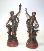Pair of French 19th C: spelter figures