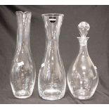 Three good glass carafes/decanters