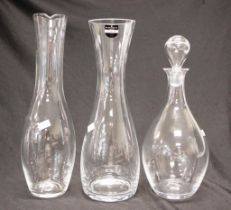 Three good glass carafes/decanters