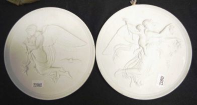 Two Royal Copenhagen "night & day" plaques