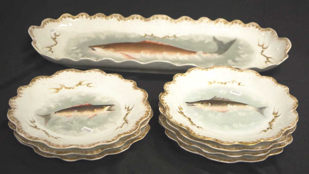 Limoges France Depose porcelain fish set - Image 2 of 3