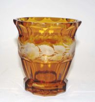 Early faceted crystal decorated table vase