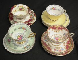 Four Shelley tea cup trios