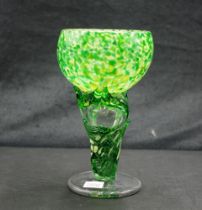 Colin Heaney green mottled art glass goblet