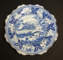 Late Georgian blue & white transfer printed dish