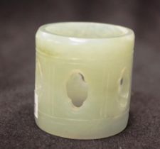 Chinese carved green jade toggle