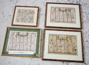 Four antique hand coloured maps