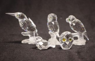 Five various Swarovski birds