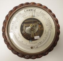 Vintage wood & brass cased wall barometer