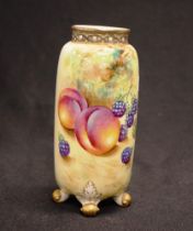 Royal Worcester painted fruit signed vase