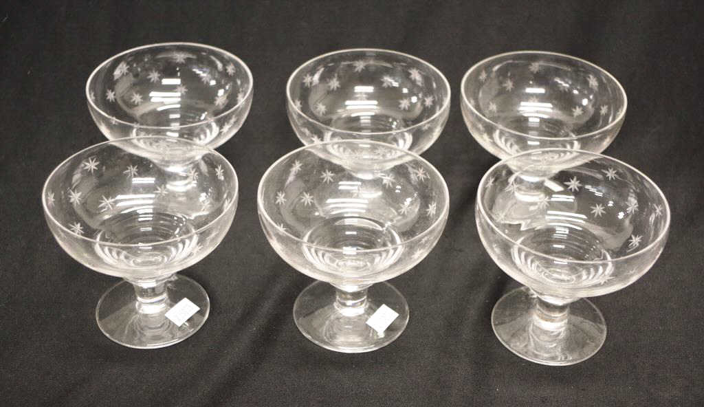 Set six Stuart Crystal etched dessert bowls - Image 2 of 4