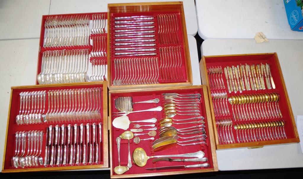 Extensive German silver & gilt cutlery set