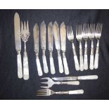 Group vintage MoP handle cutlery pieces