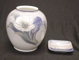 Royal Copenhagen butterfly decorated table vase