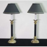 Pair of brass candlestick form electric lamps