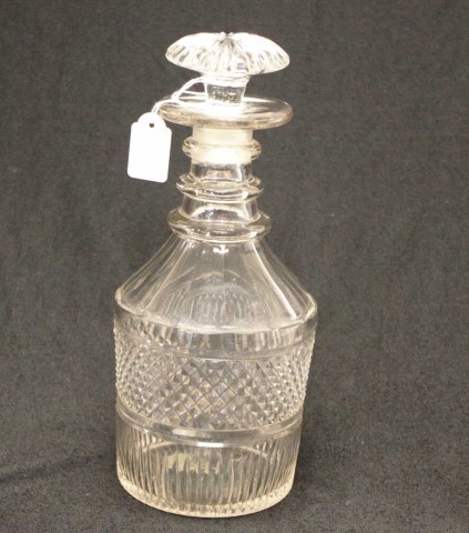 Georgian three ring necked crystal spirit decanter - Image 3 of 3